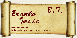 Branko Tasić vizit kartica
